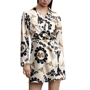 Mango Jerez Collared Faux Wrap Mini Dress